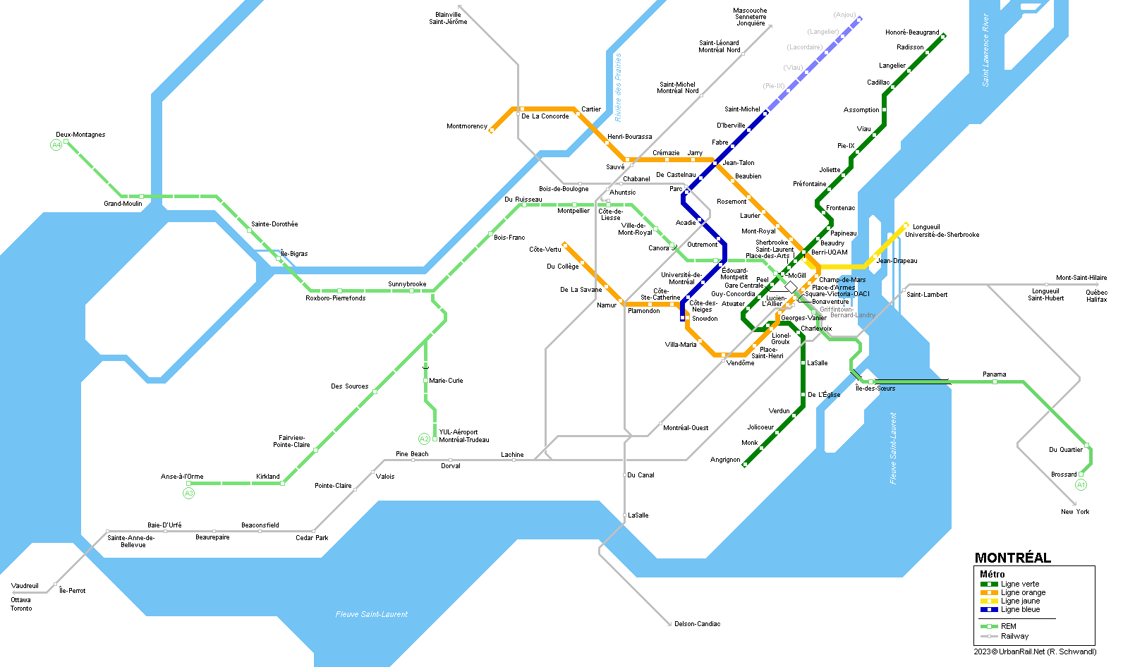 MontrÃ©al MÃ©tro Map Â© R. Schwandl (UrbanRail.Net)