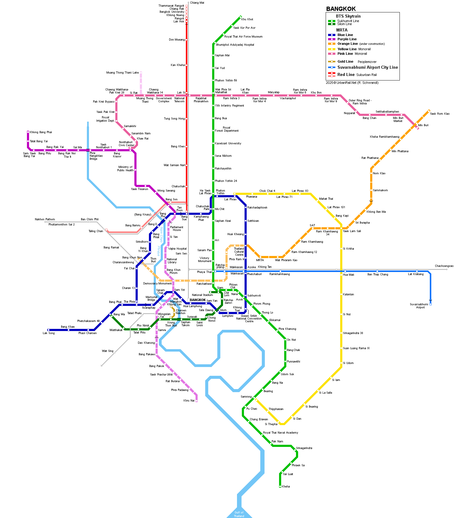 Bangkok Mass Transit Map © UrbanRail.Net