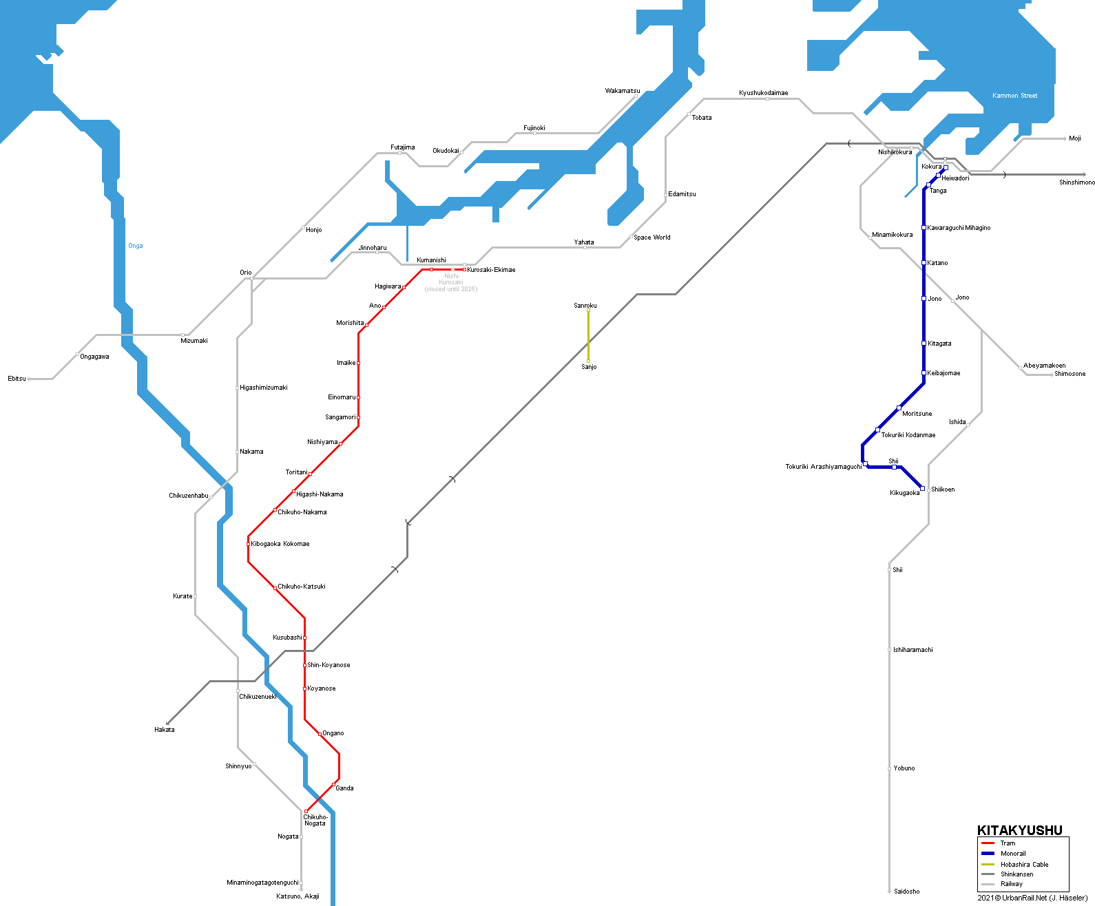 Kitakyushu Monorail and Tram Map