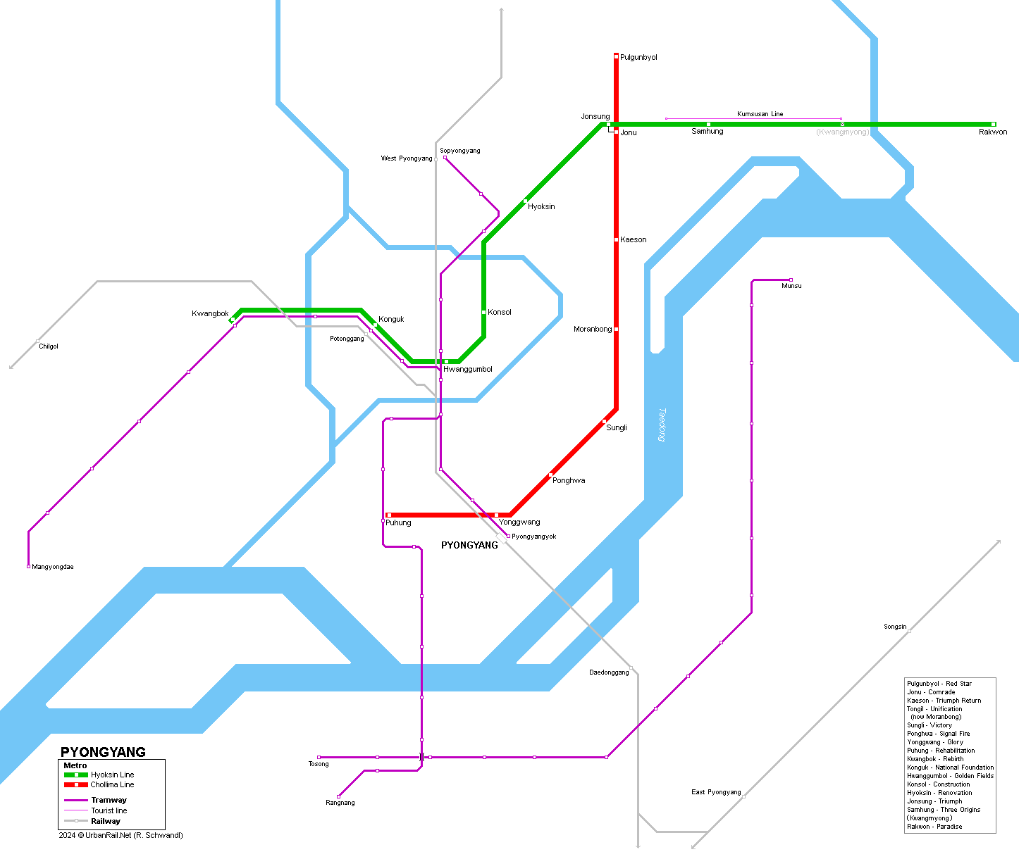 Pyongyang metro tram map