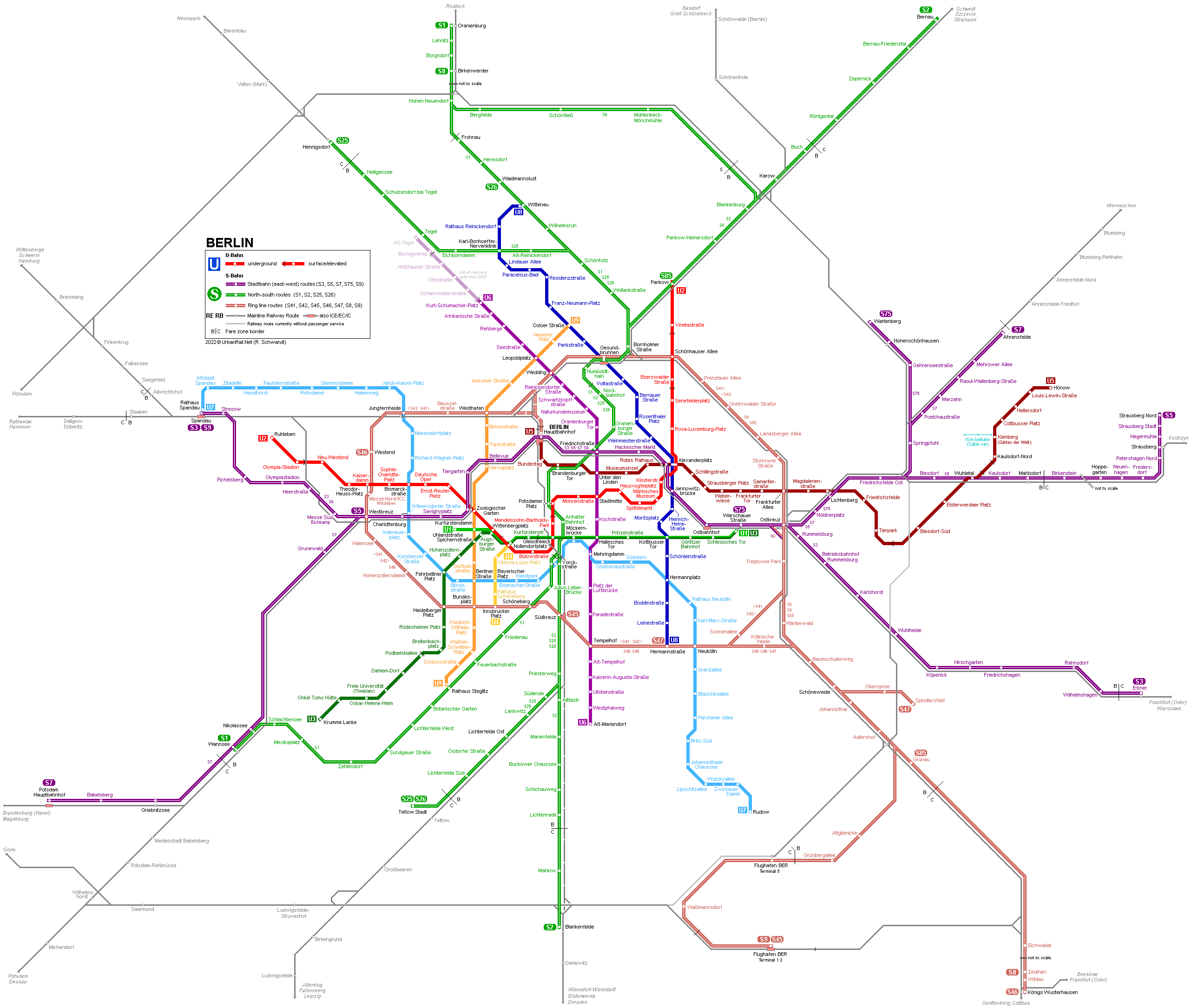 Berlin U Bahn S Bahn Network Map Netzplan