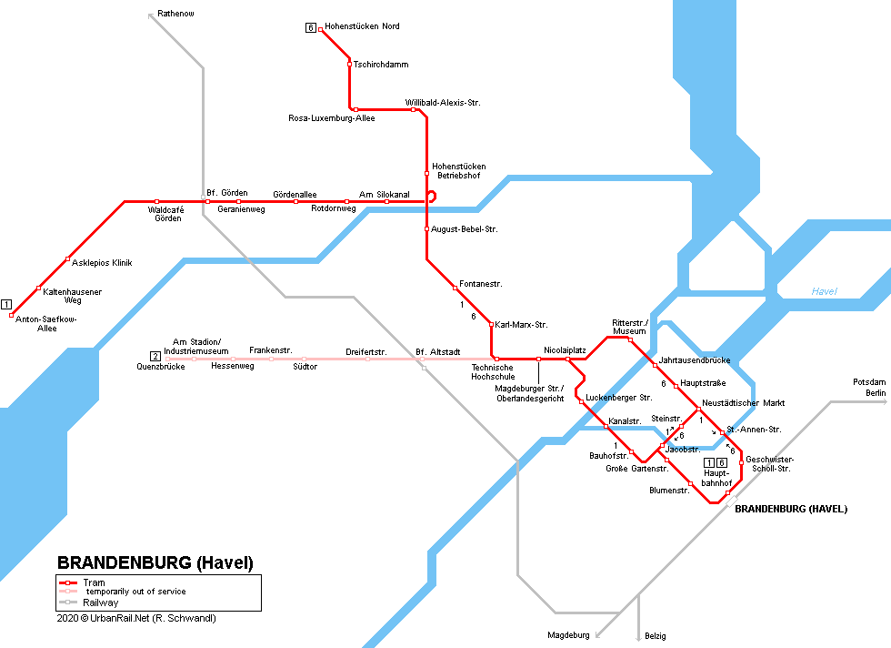 Brandenburg Tram Map © R. Schwandl