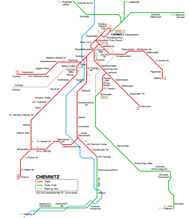 Chemnitz Tram Network 2008 © R. Schwandl