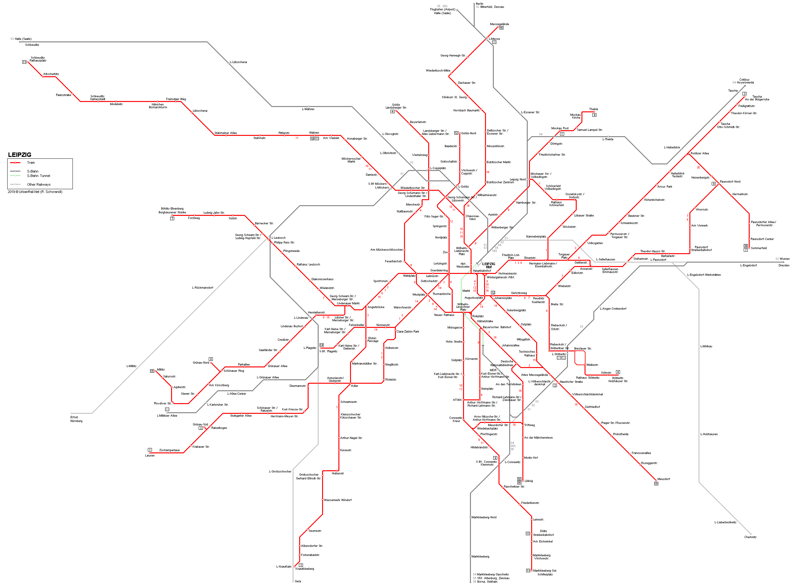 Leipzig Strassenbahn Netzplan Tram Network Map