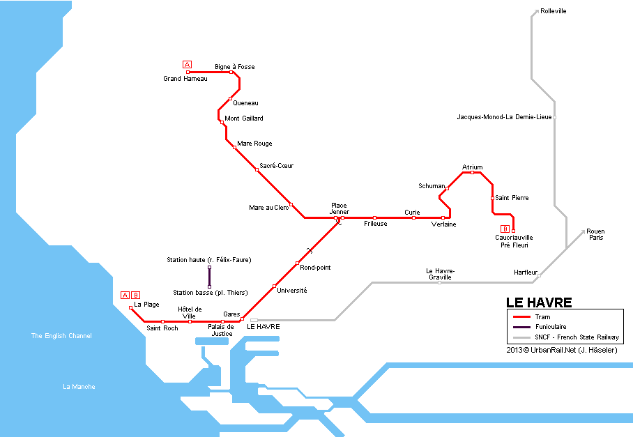 Le Havre tram map