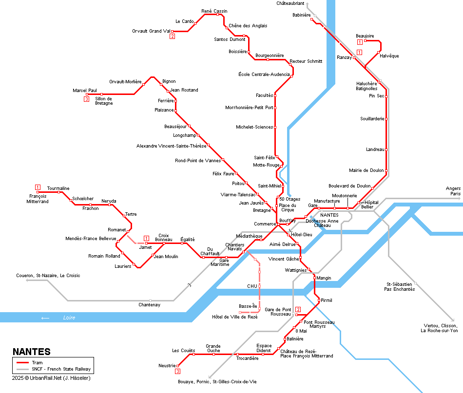 Nantes Tram Map