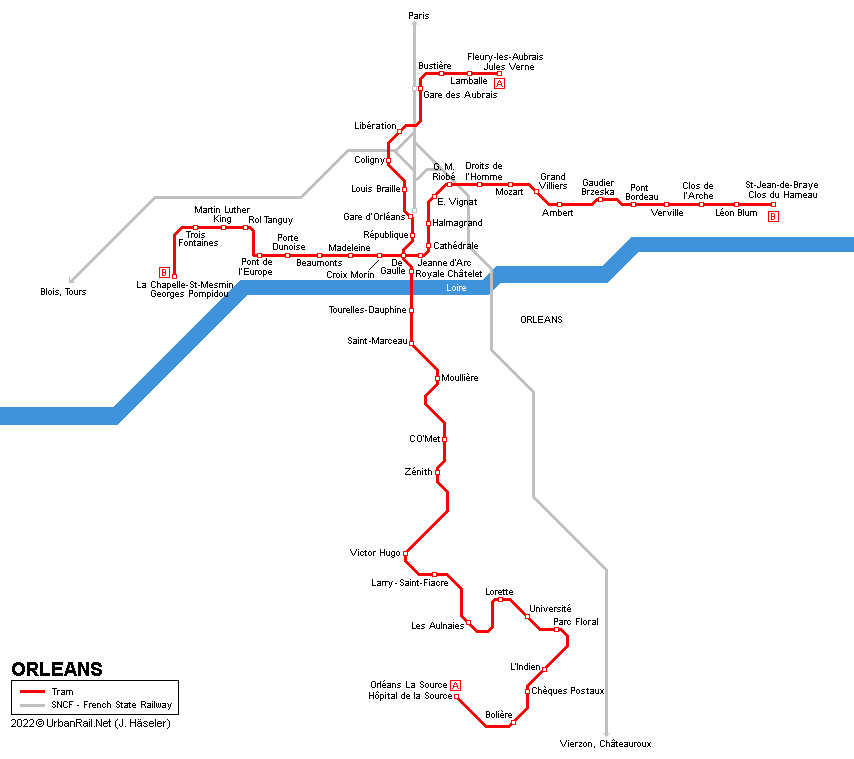 Orléans Tram Map