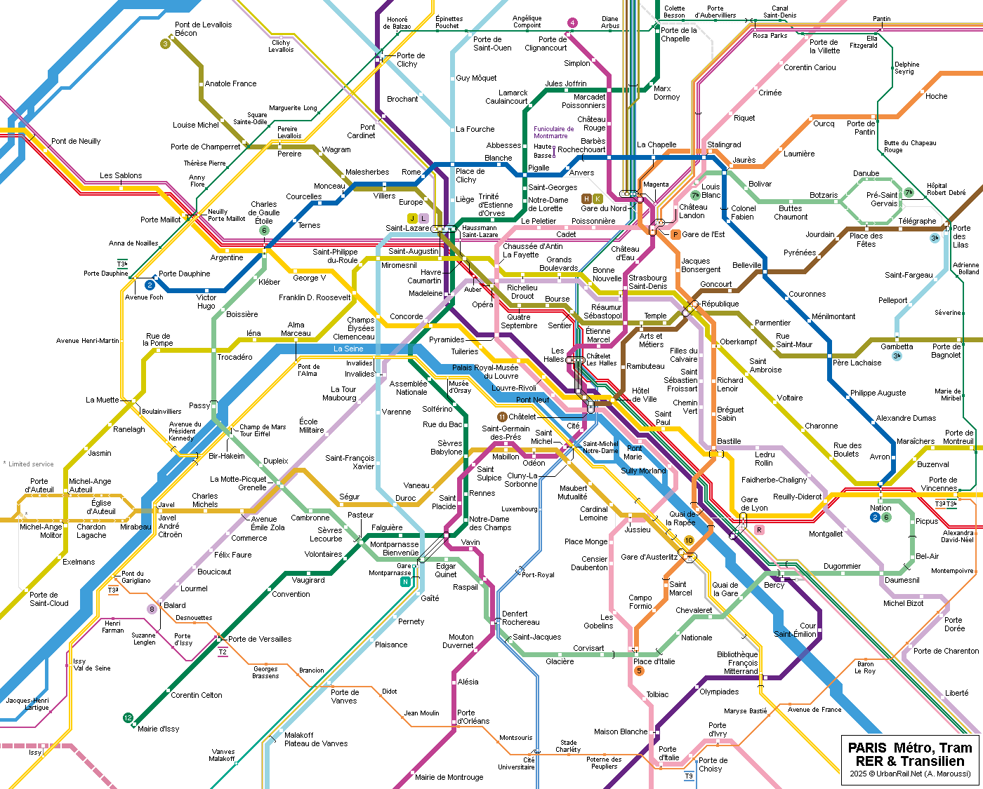 Paris Metro Map - Click on map to expand to full size