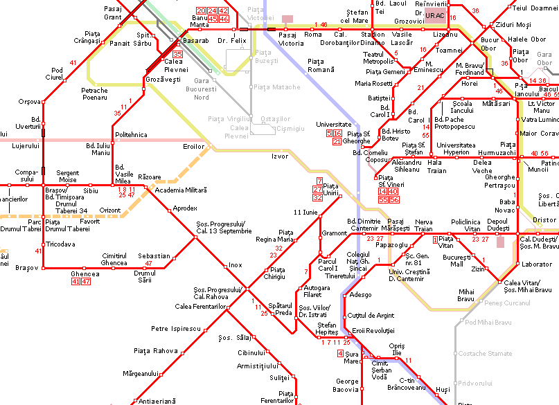 Bucharest Tram Map