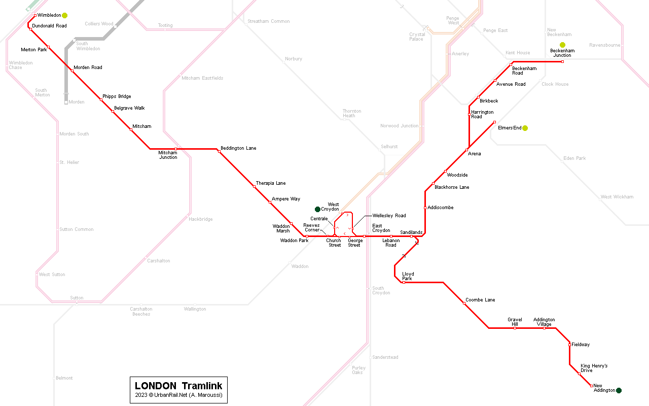 London Tram Map - click on map to expand to full size!