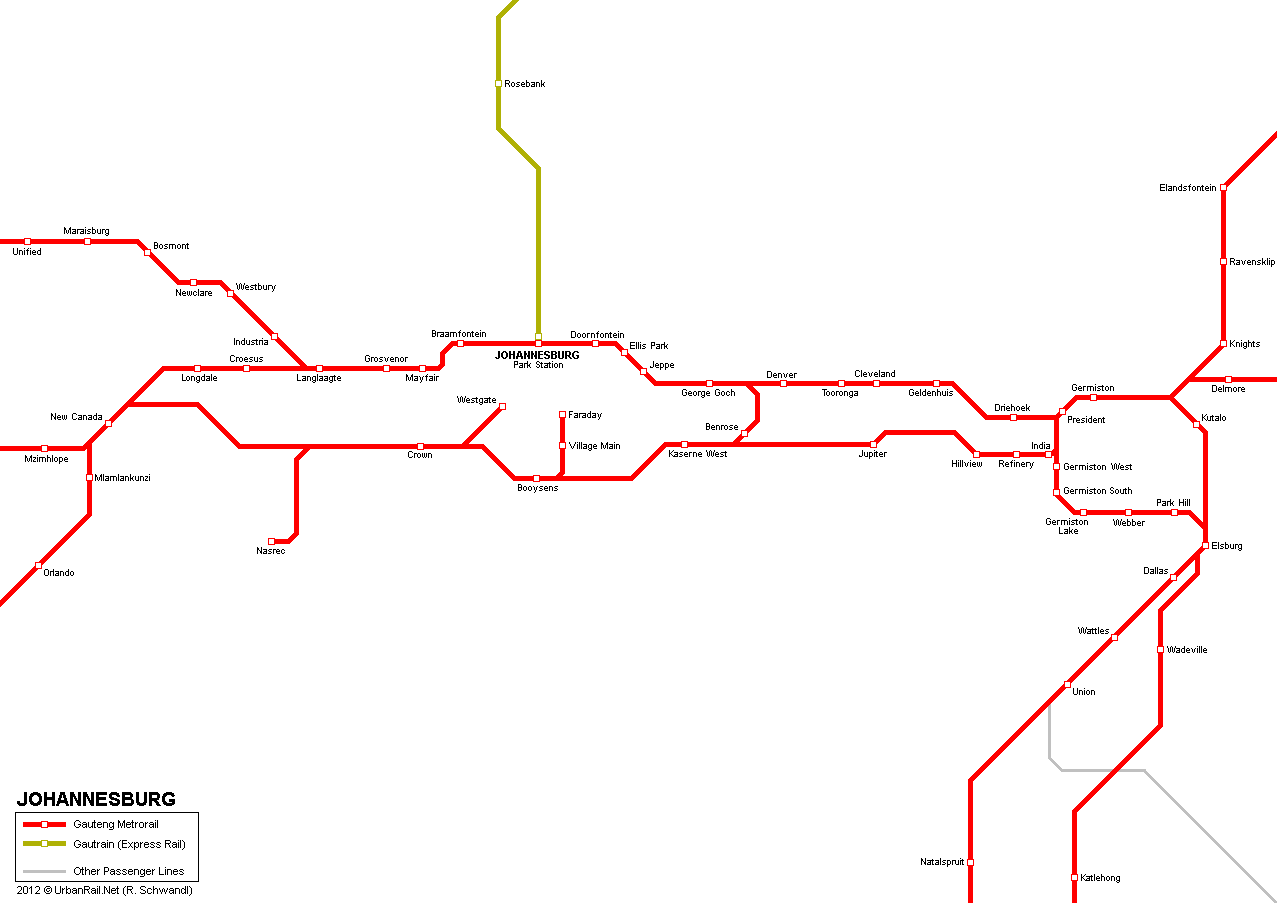 Johannesburg Gauteng Metrorail Map