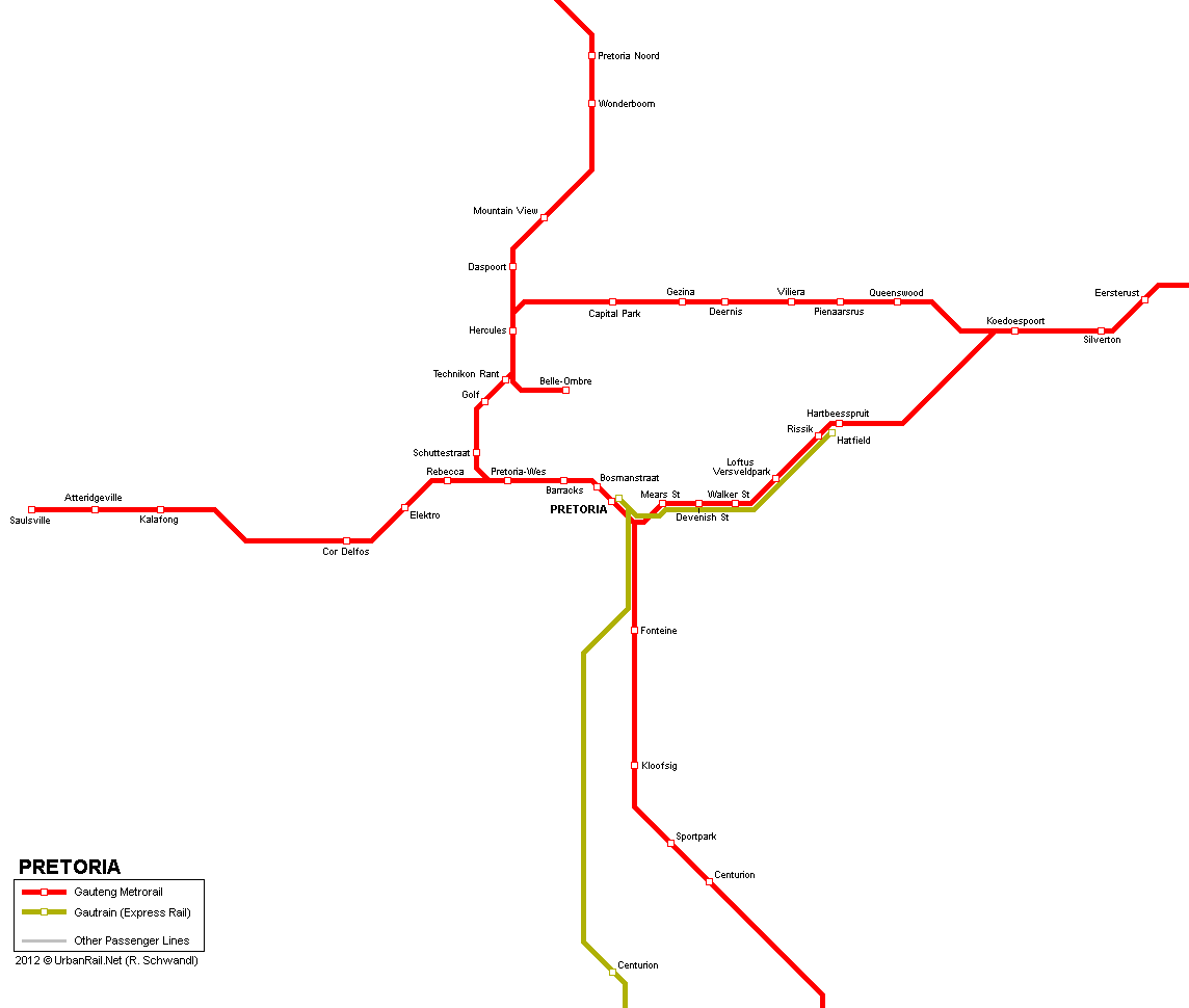 UrbanRail Net Africa South Africa Pretoria Gauteng Metrorail