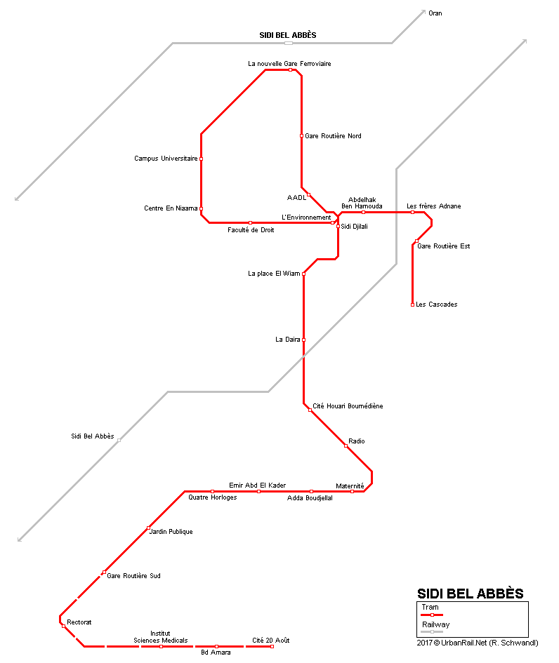 Sidi Bel Abbès tram map