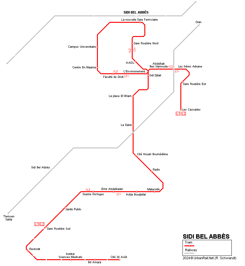 Sidi Bel Abbès tram map