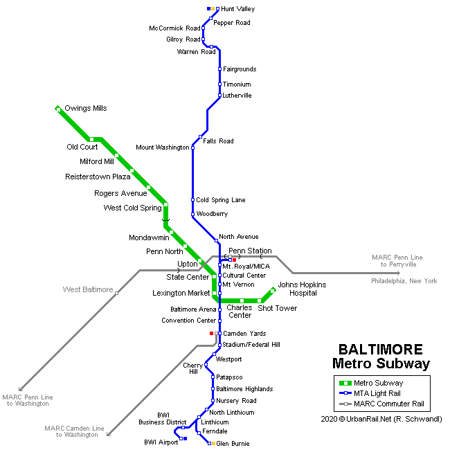 Baltimore Metro Subway And Light Rail