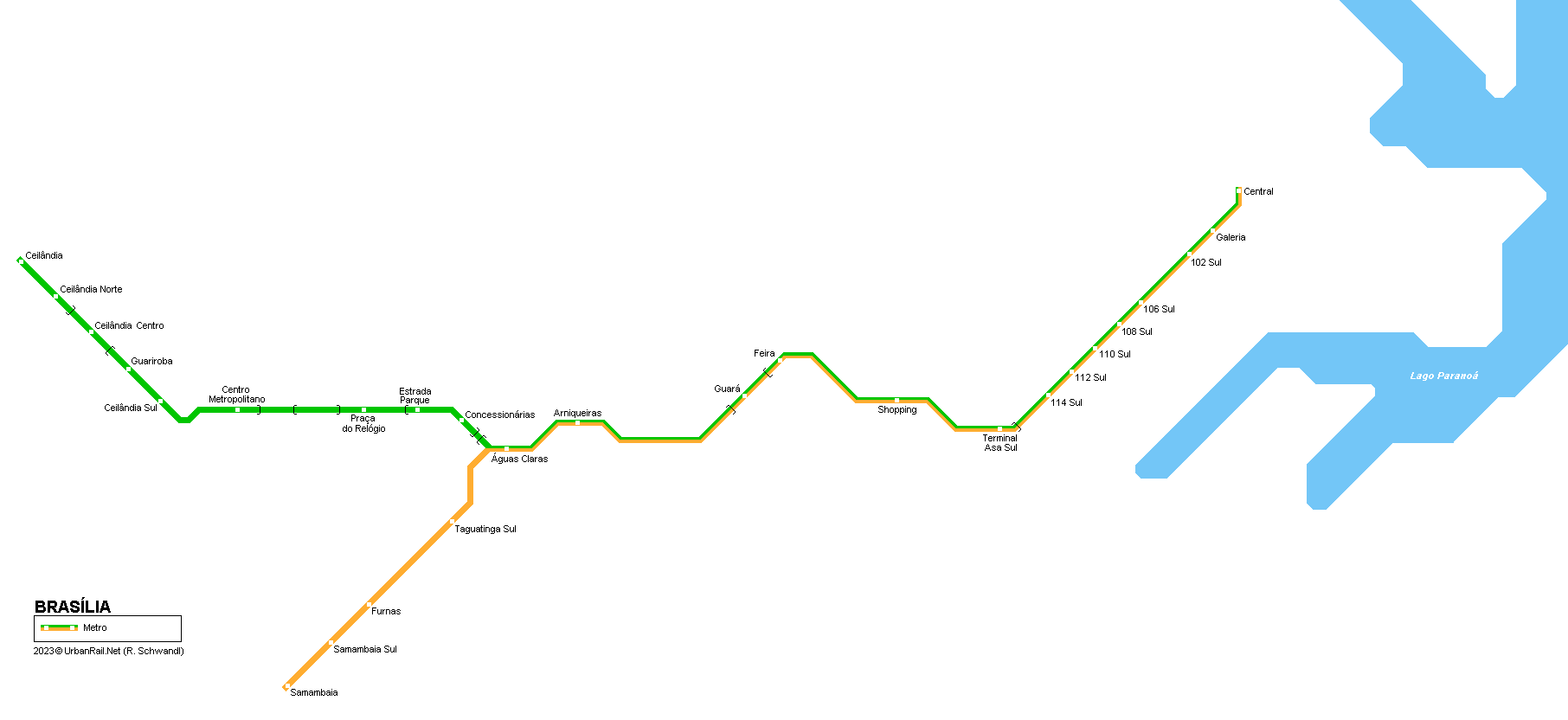 Brasília Metro network 2001 © UrbanRail.Net