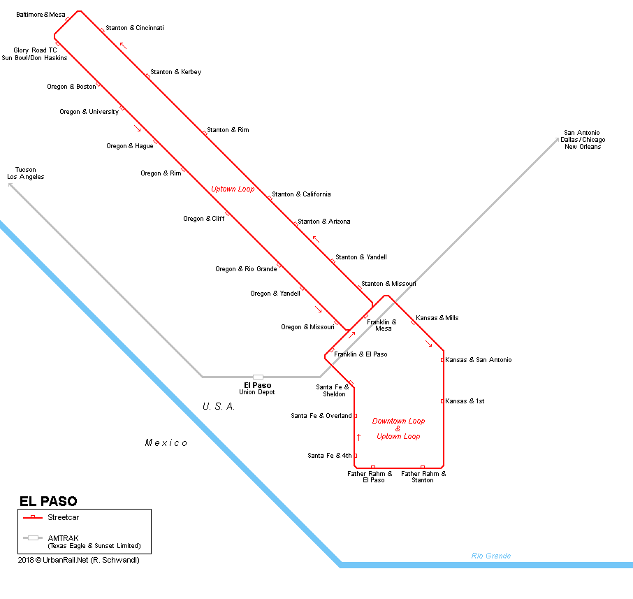 El Paso streetcar map