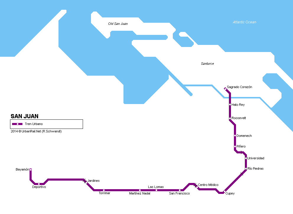 San Juan Tren Urbano (Metro) map