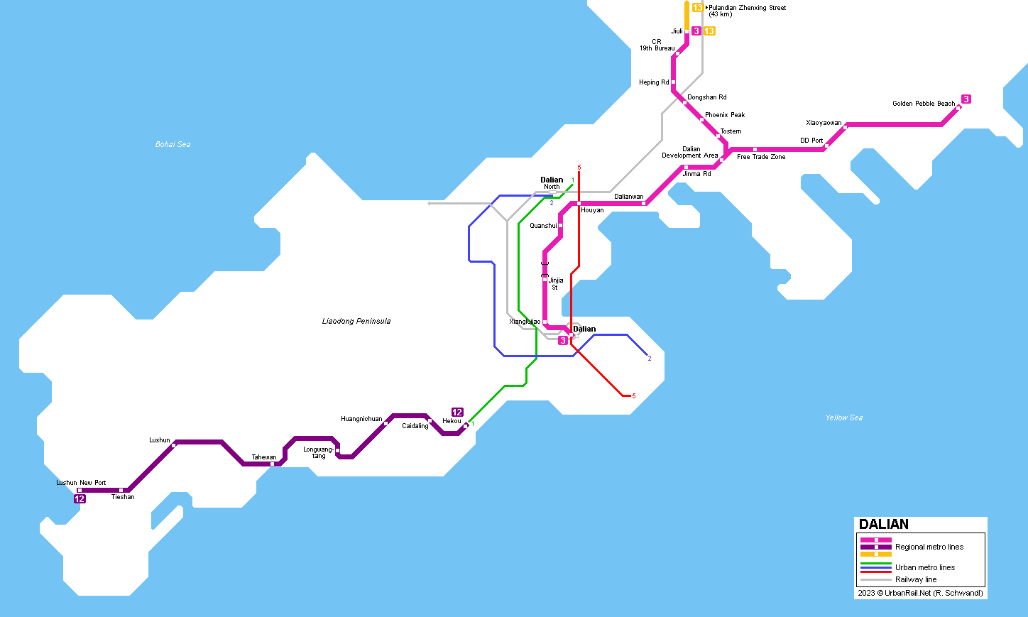 Dalian regional rail map