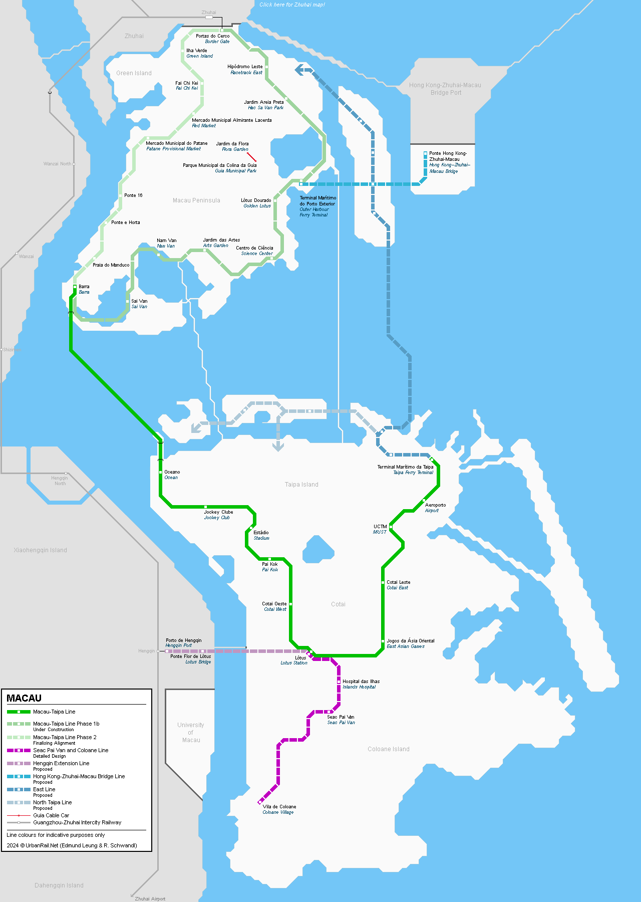 Macau light rail metro map