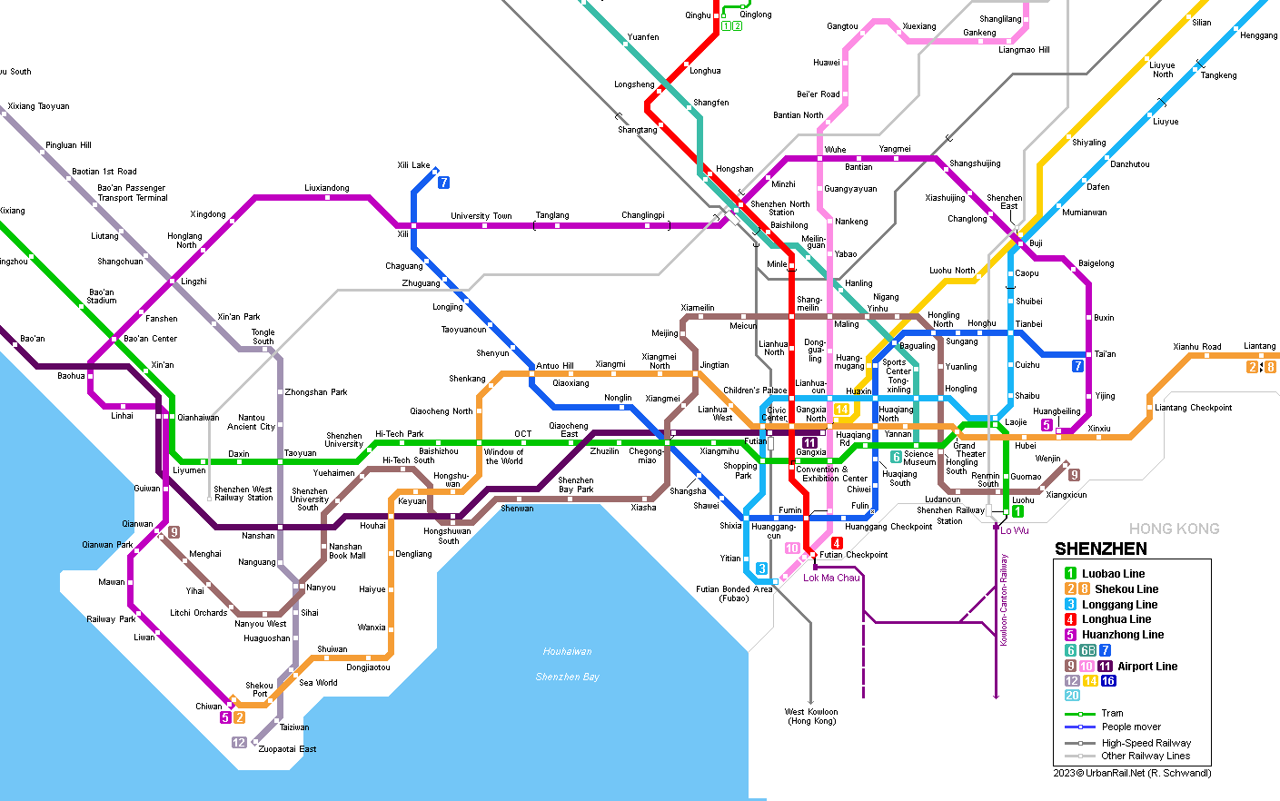 Shenzhen subway map © UrbanRail.Net (R. Schwandl)