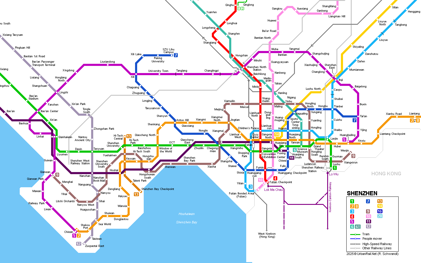 Shenzhen subway map © UrbanRail.Net (R. Schwandl)