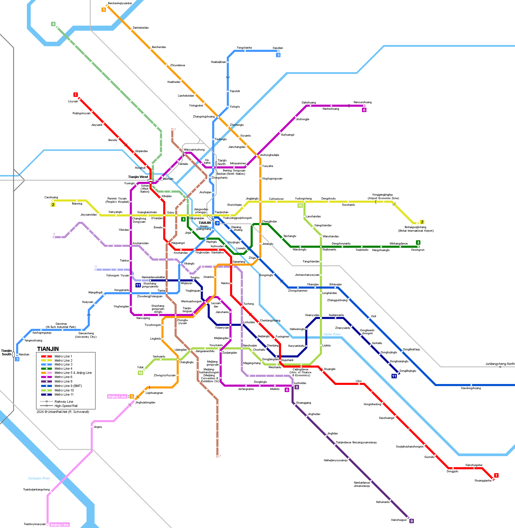 Tianjin Subway Map © UrbanRail.Net