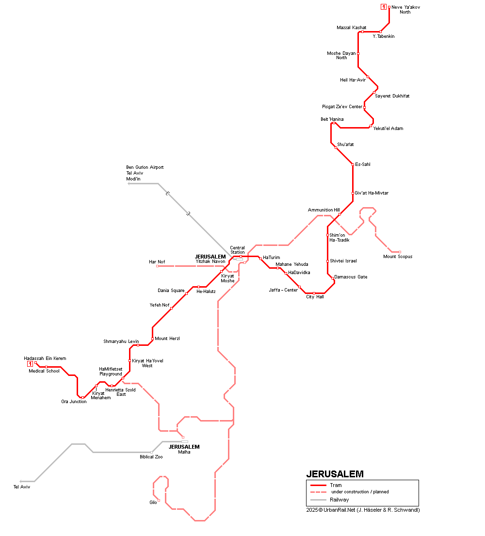 Jerusalem Tram Map