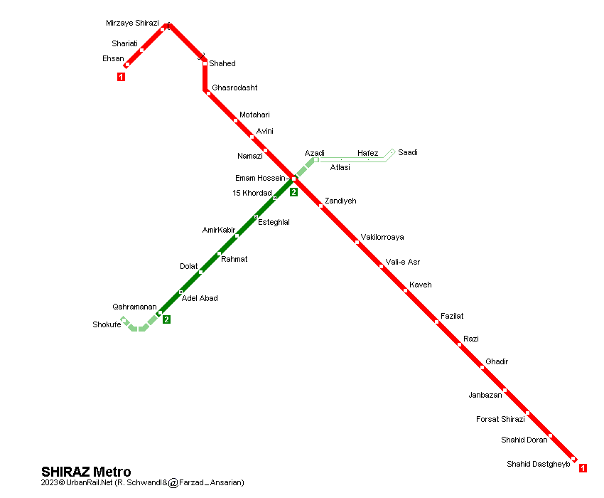 Shiraz Metro Map © R. Schwandl