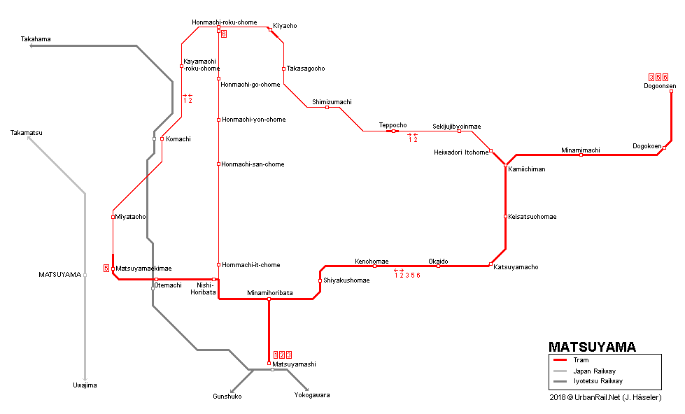 Matsuyama Tram Network Map