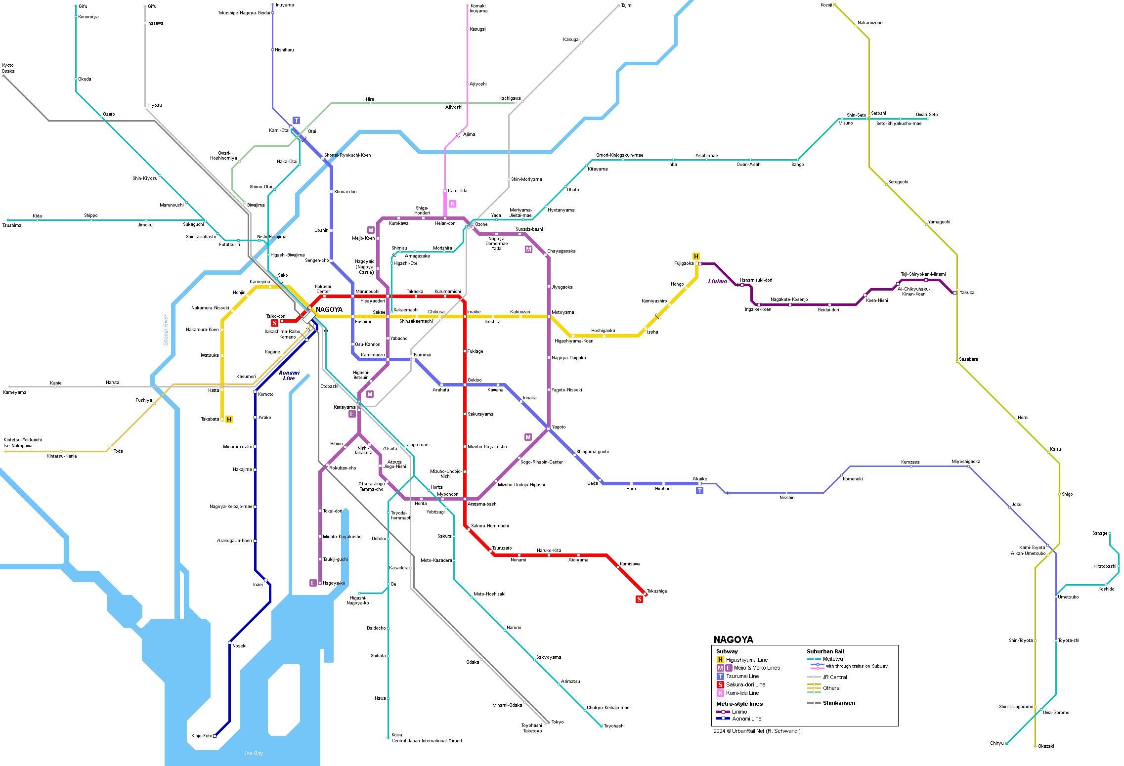 Nagoya regional rail map