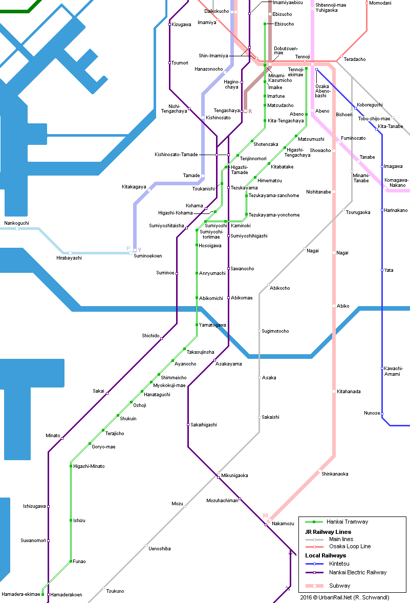 Osaka Hankai Tramway Map