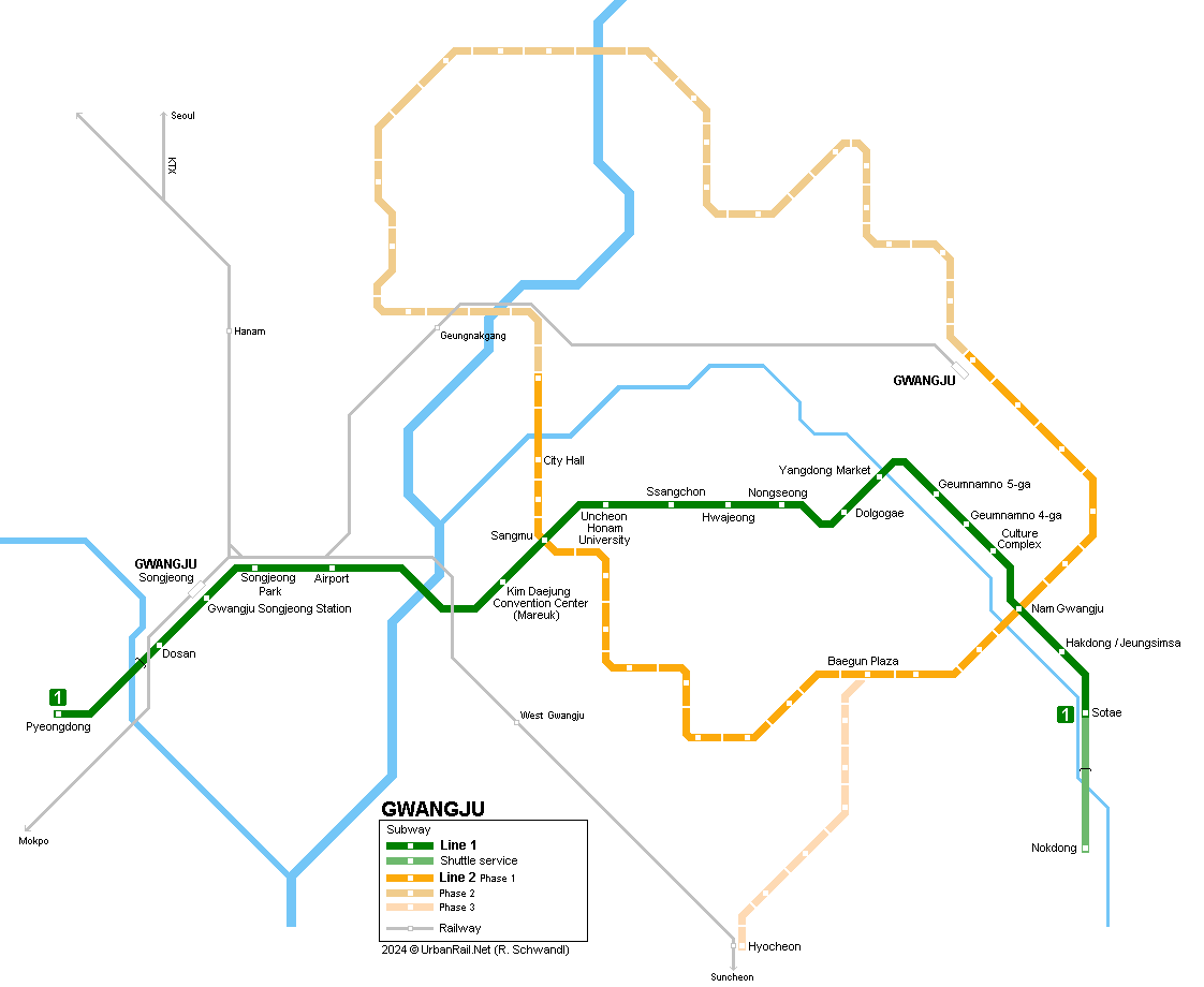 Gwangju Subway map 