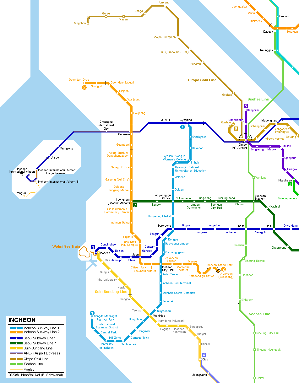 Incheon Subway Map © UrbanRail.Net