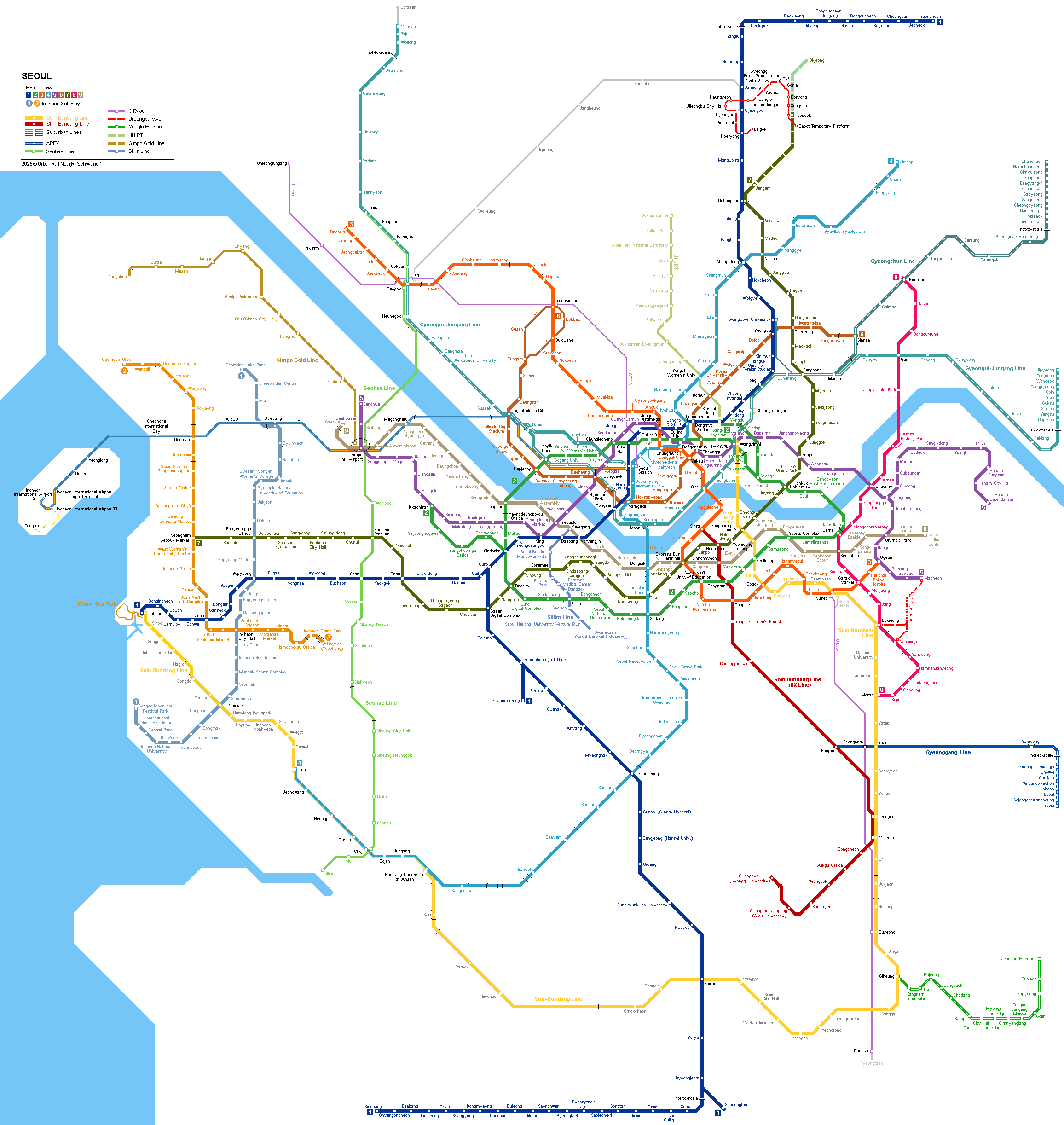 Seoul Subway Map 2000 &copy; UrbanRail.Net
