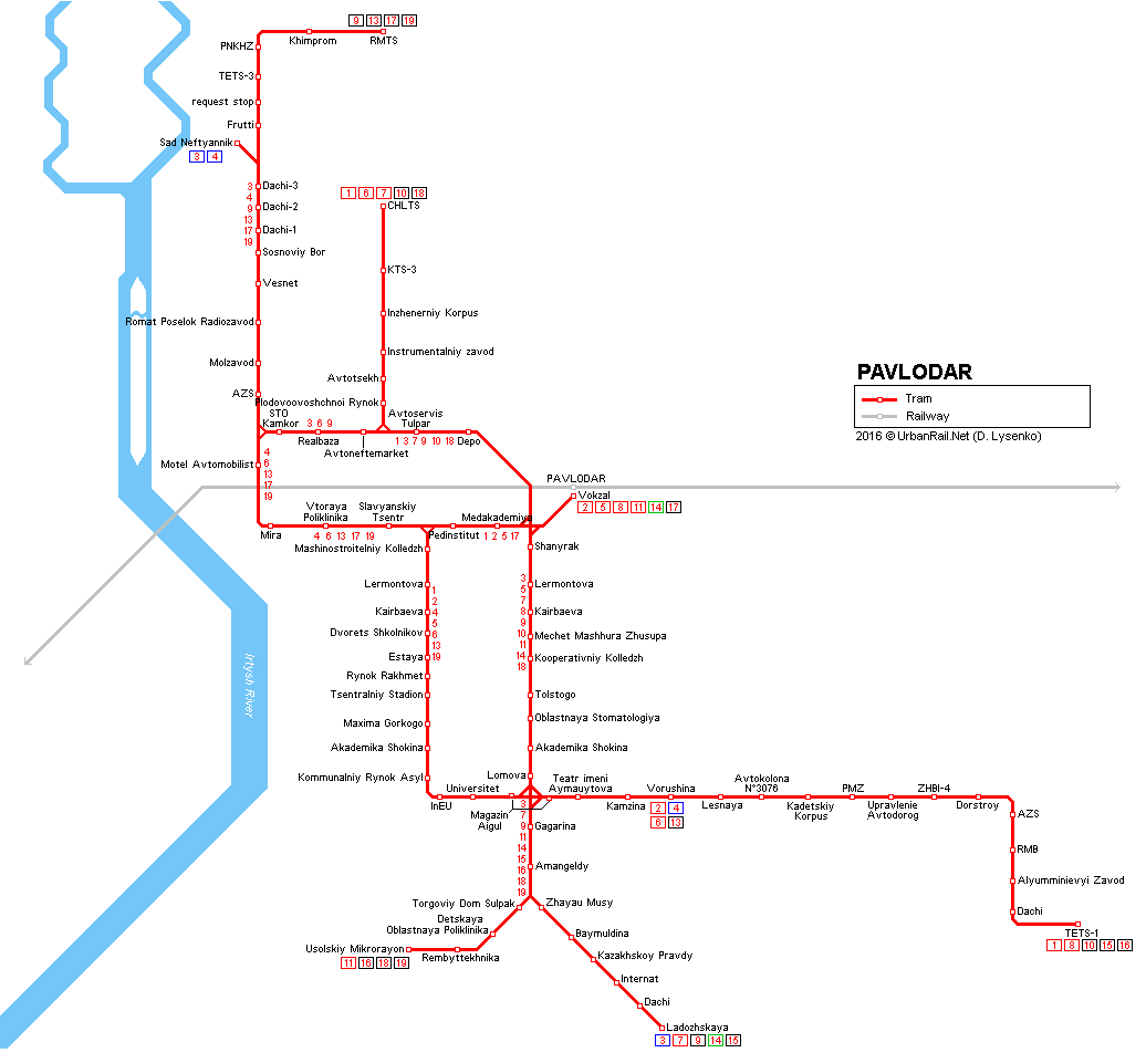 Pavlodar tram map