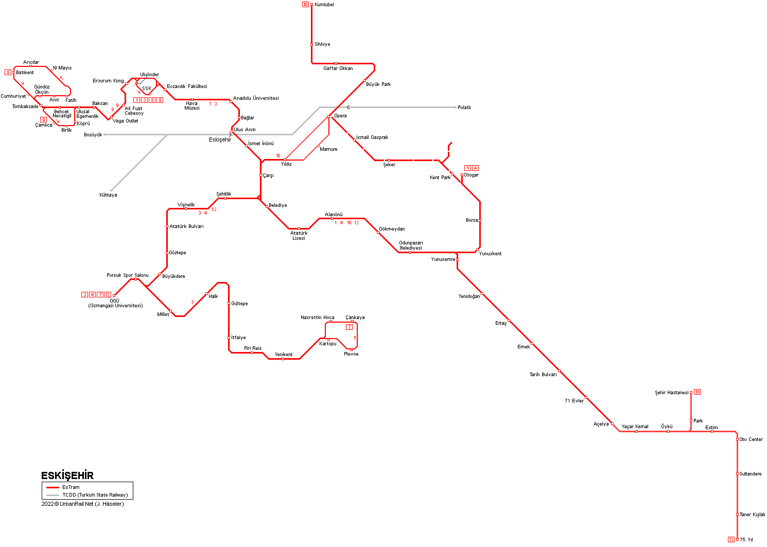 Eskisehir Tram Map