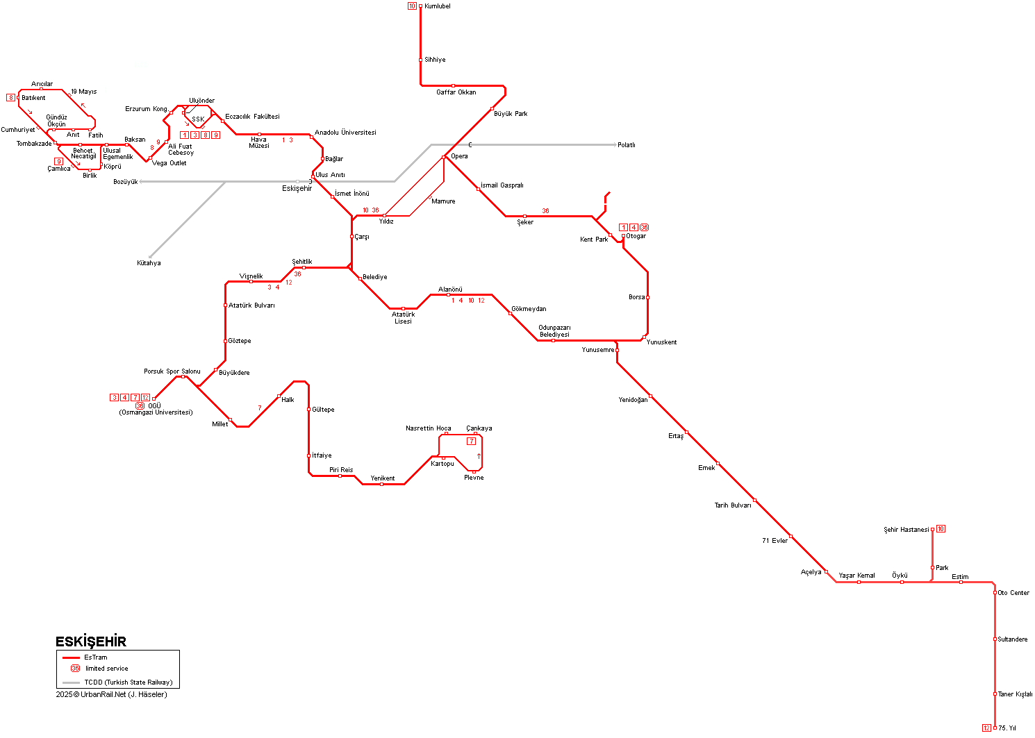 Eskisehir Tram Map