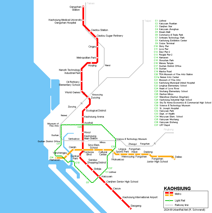 Kaohsiung metro and light rail map