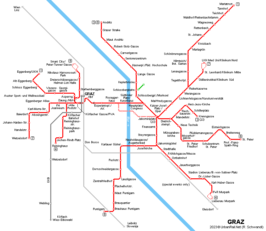 Graz Tram Straßenbahn Netz © R. Schwandl