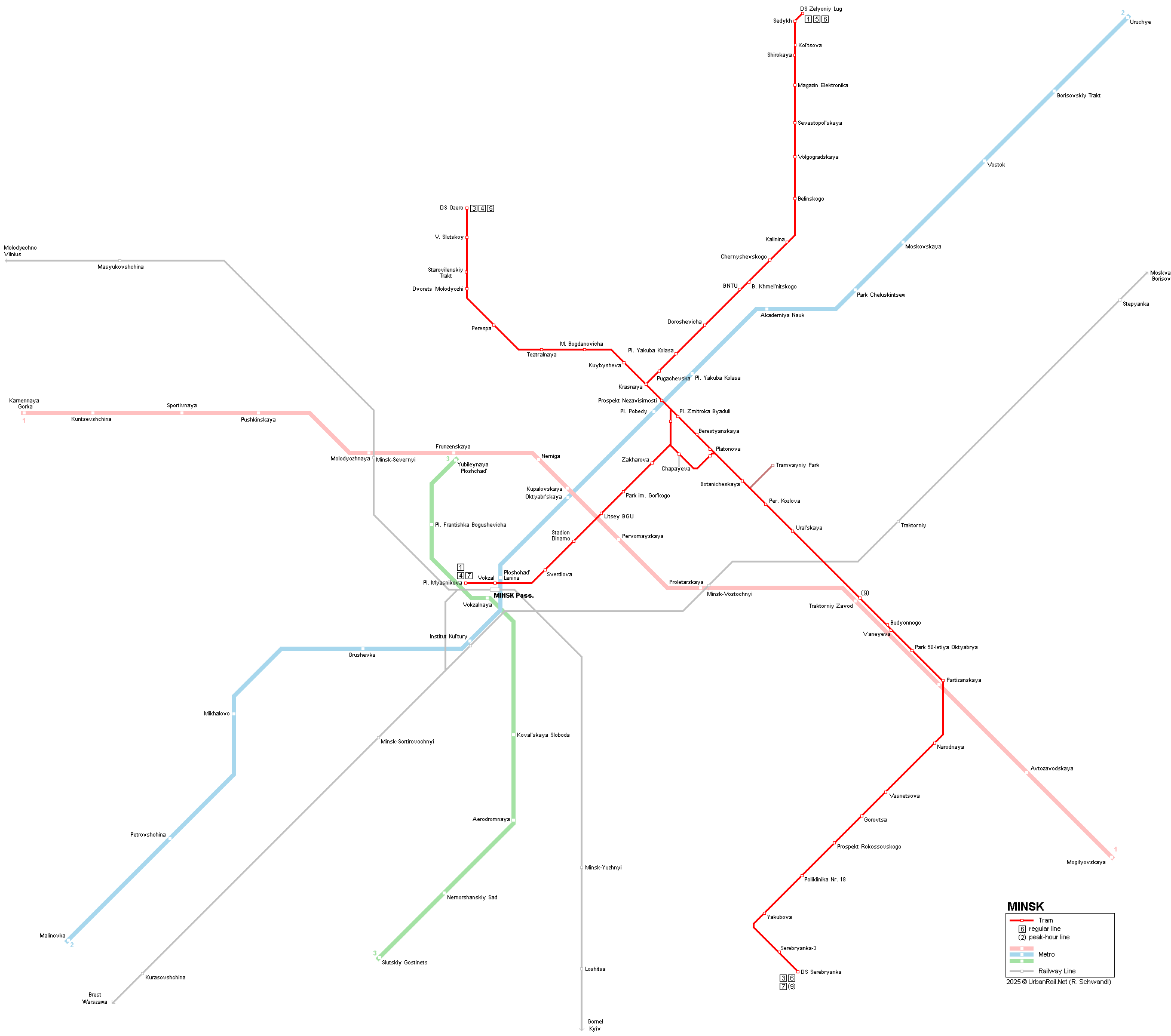 Minsk Tram Network Map