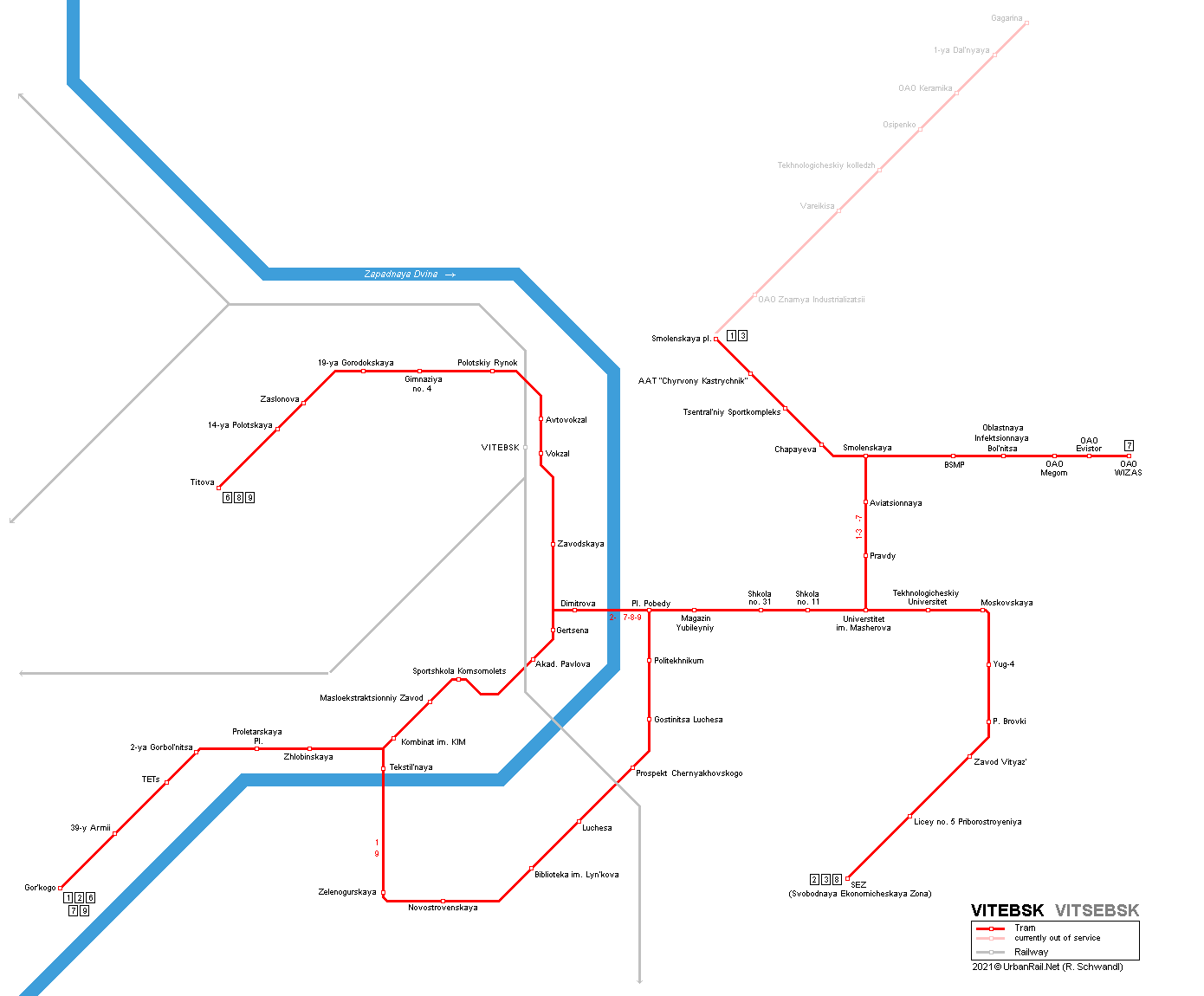 Vitebsk Tram Map