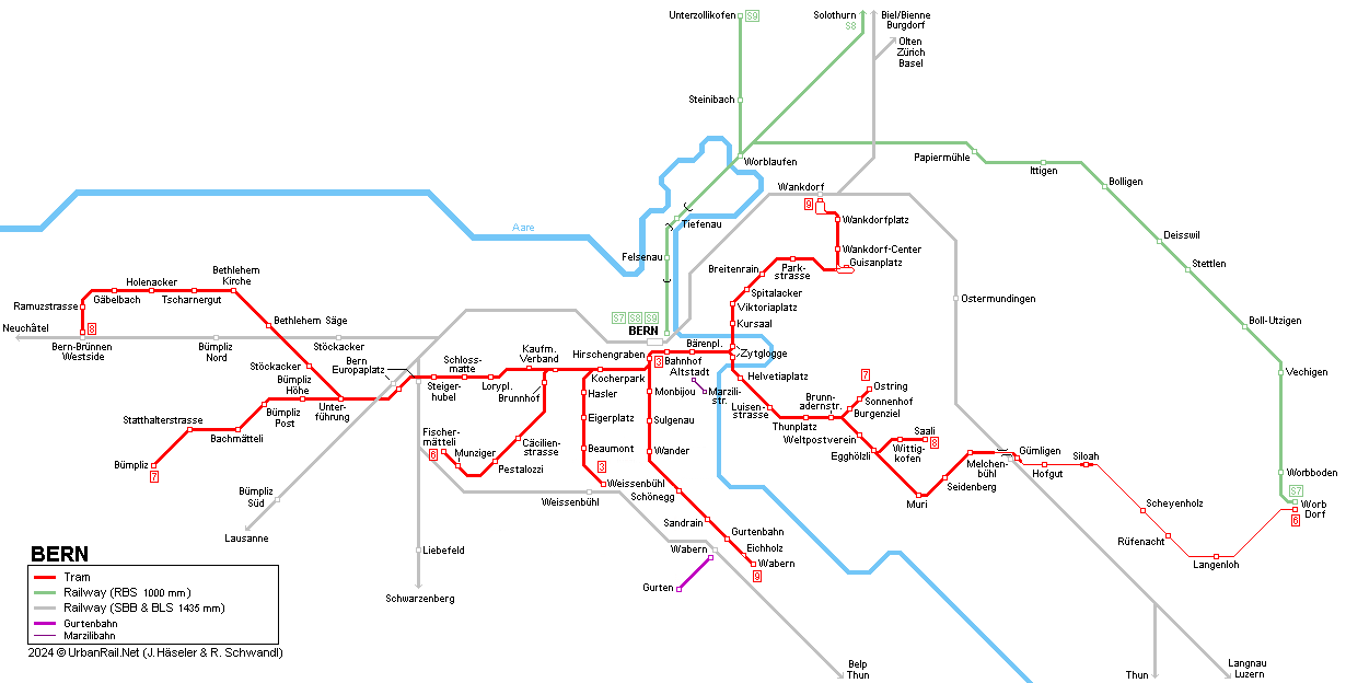 Bern Tram Map