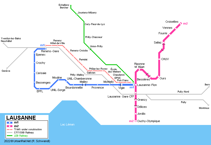 Lausanne light rail map