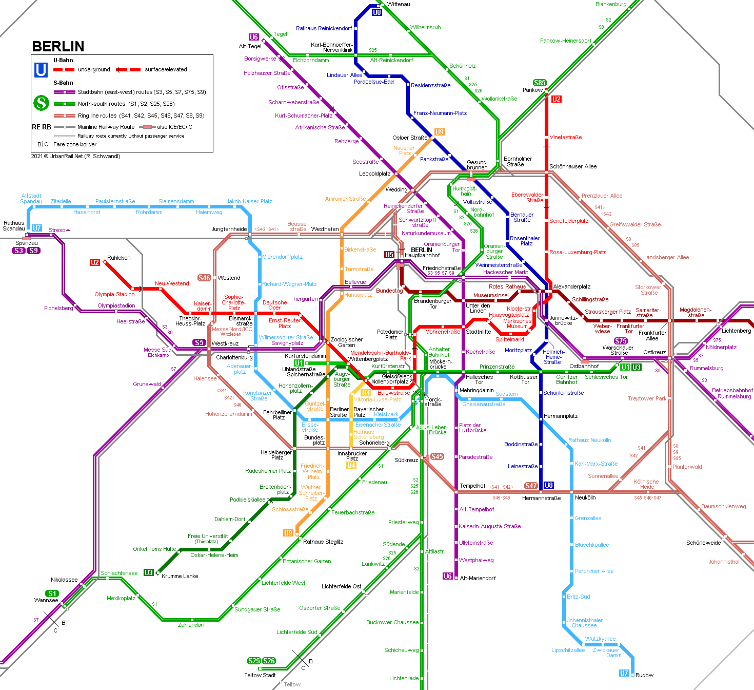 Berlin U-Bahn and S-Bahn Network - Click to expand!