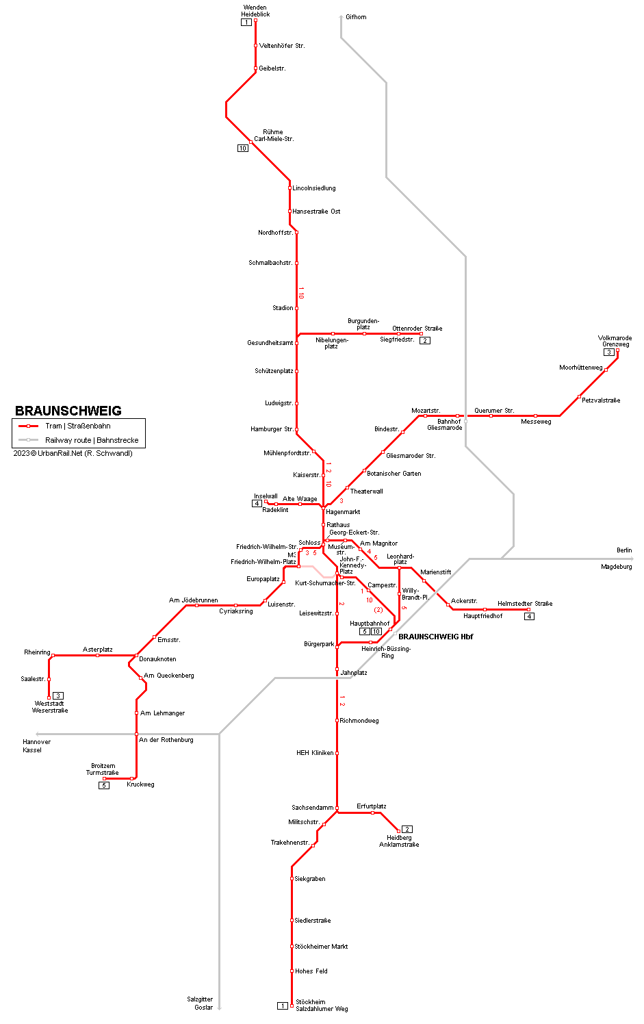 Braunschweig tram map