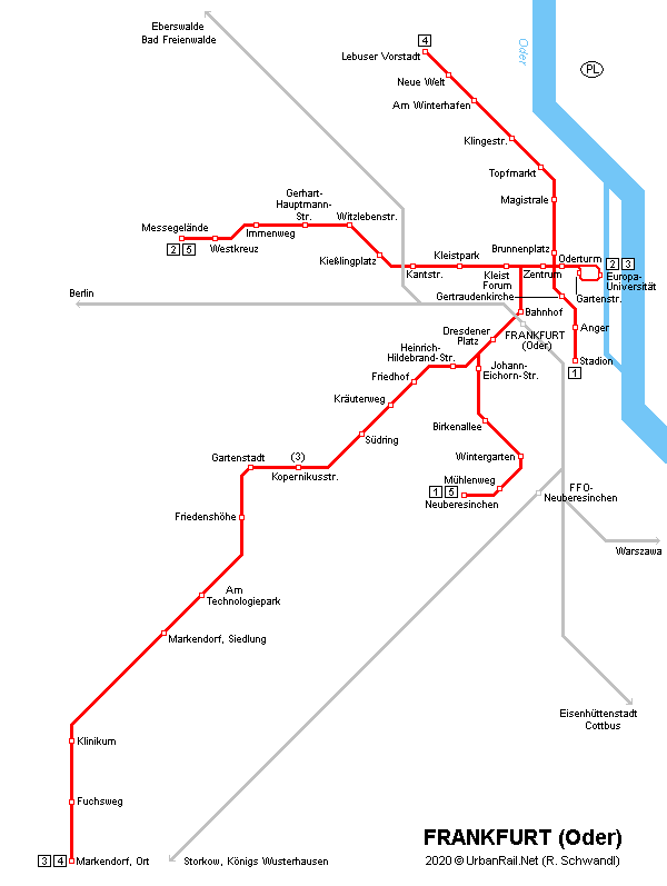 Frankfurt (Oder) Tram Network 2008 © R. Schwandl