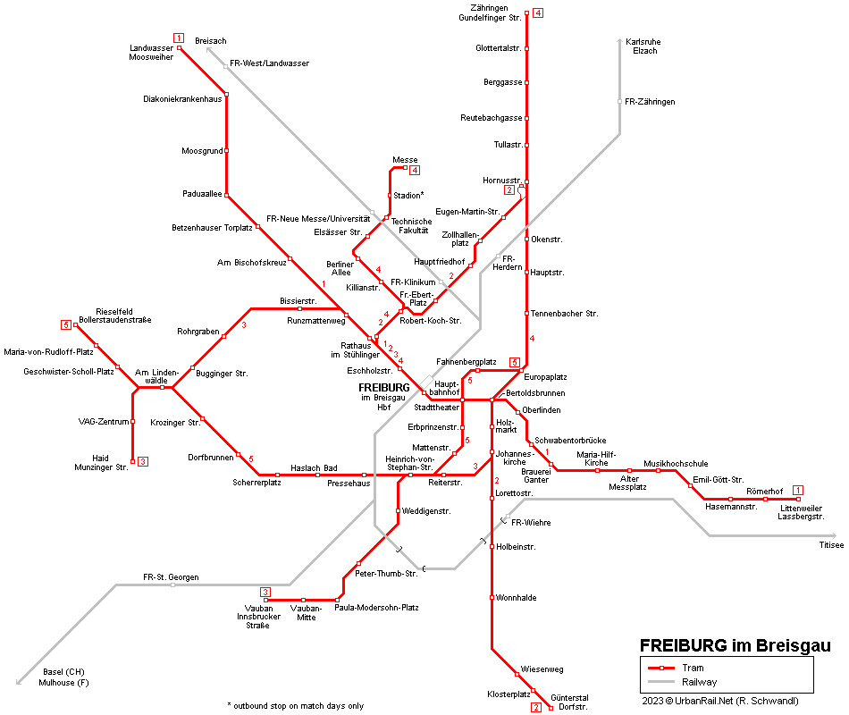 Freiburg im Breisgau Tram Network © R. Schwandl