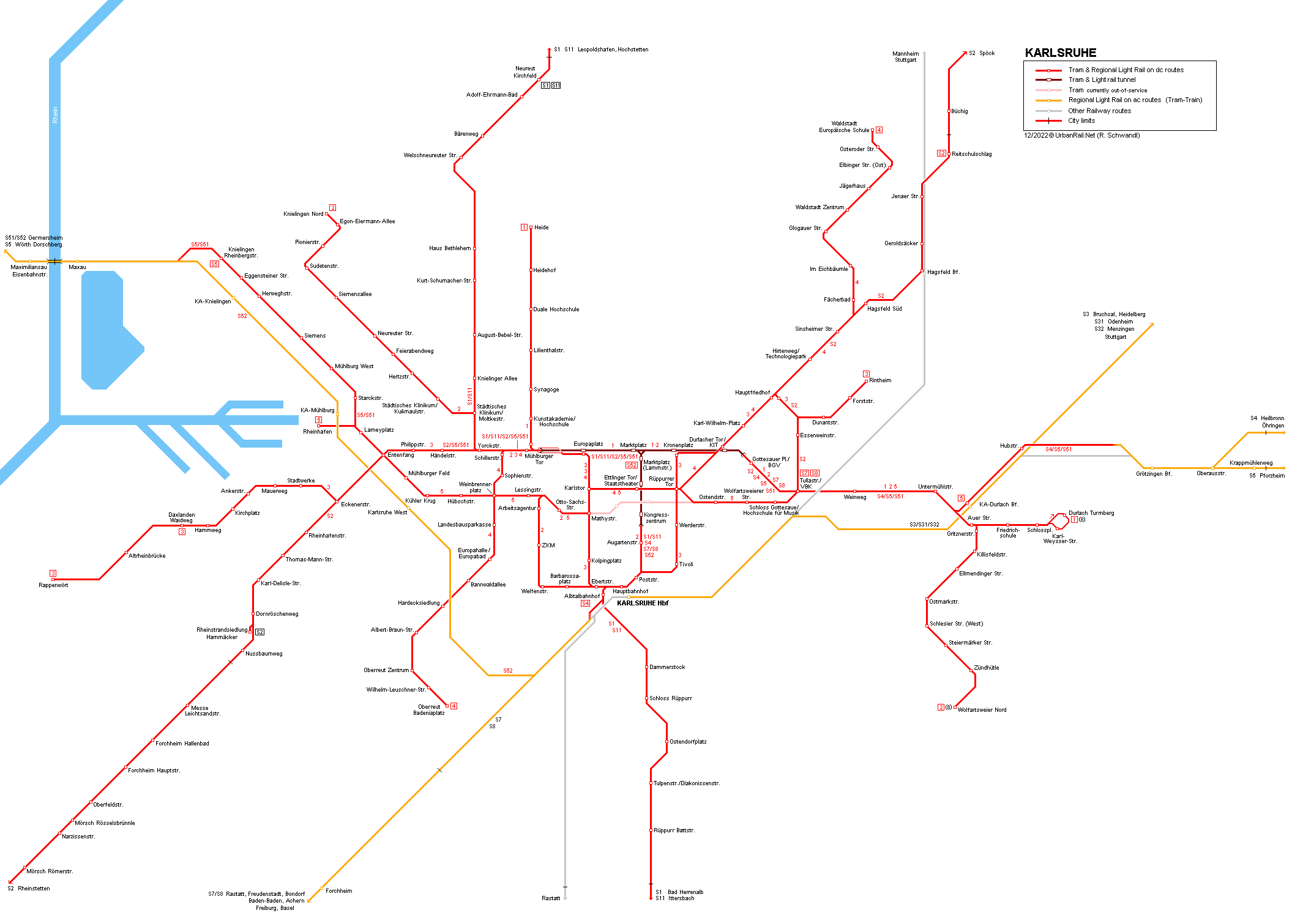 Karlsruhe tram map