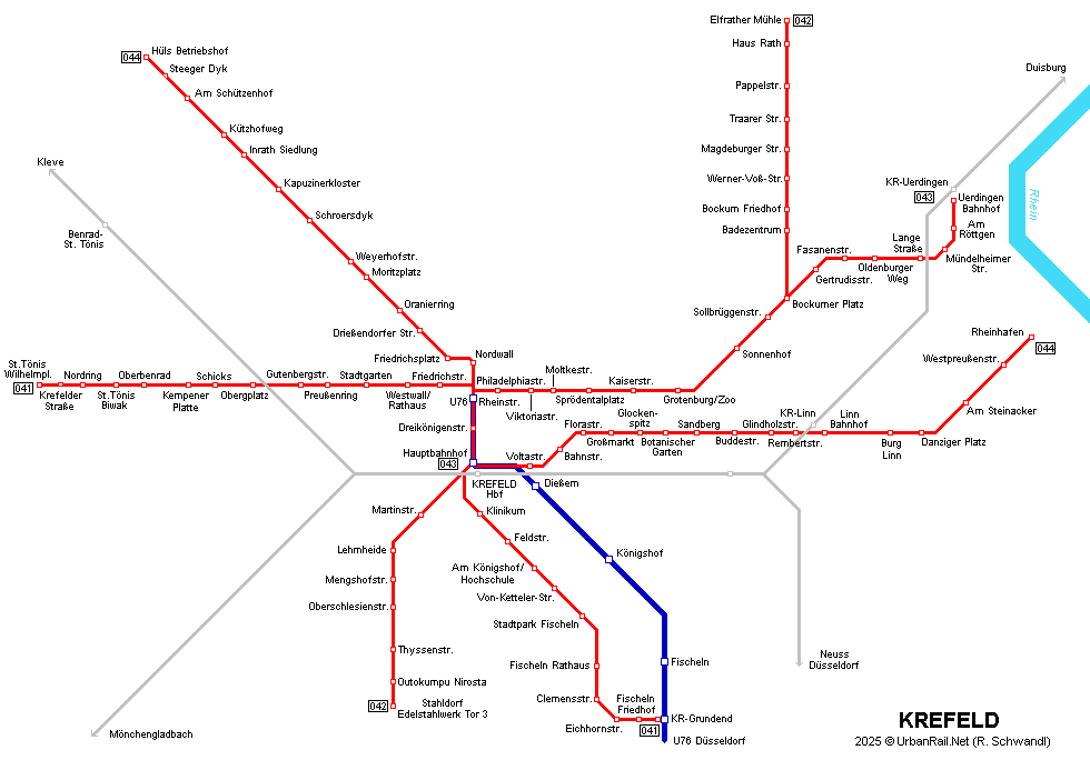 Krefeld Tram Network © R. Schwandl